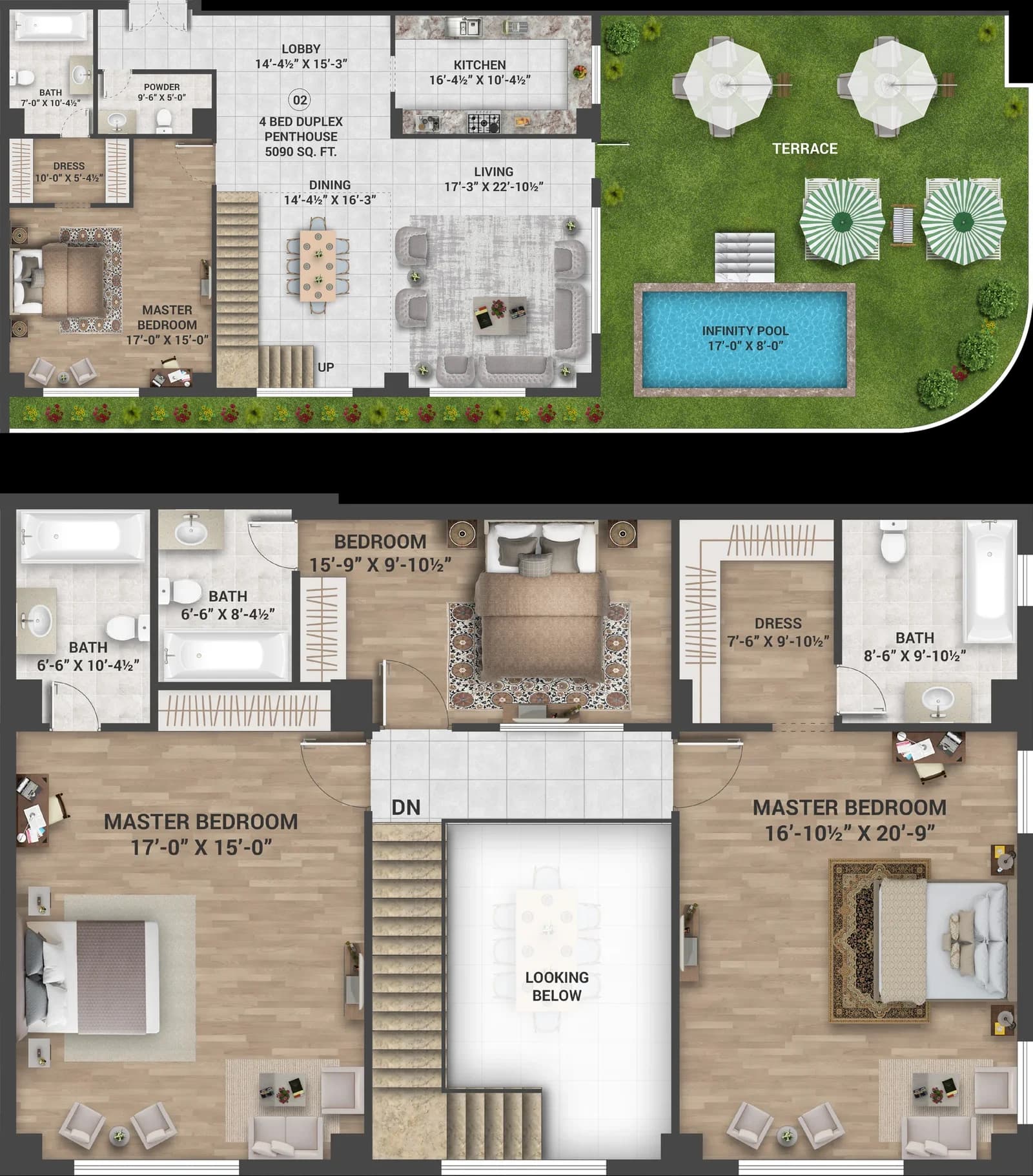 Skyra Tower Duplex Penthouse 02 Type PH2 floor plan, 5090 sq ft