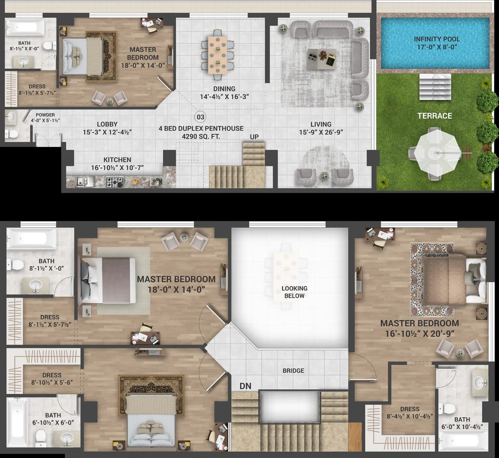 Skyra Tower Duplex Penthouse 03 Type PH3 floor plan, 4290 sq ft