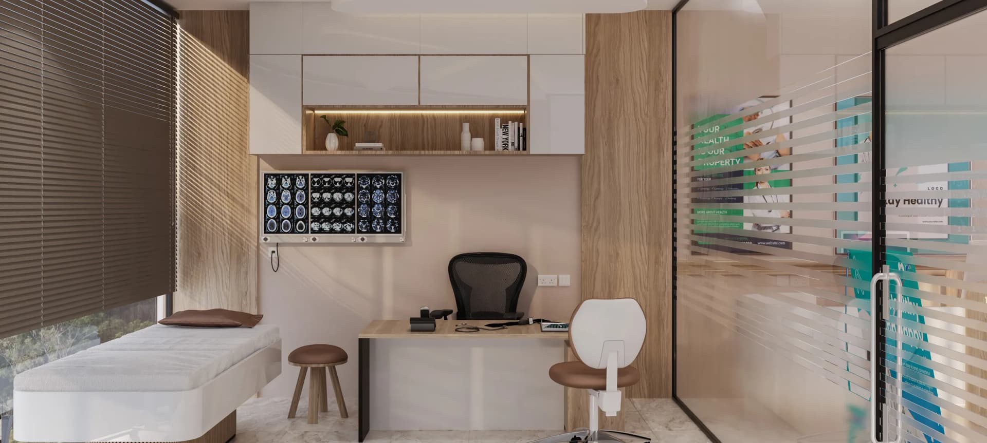 Artist’s impression of a consultant clinic interior at Skyra Tower, Bahria Town Phase 8, Rawalpindi