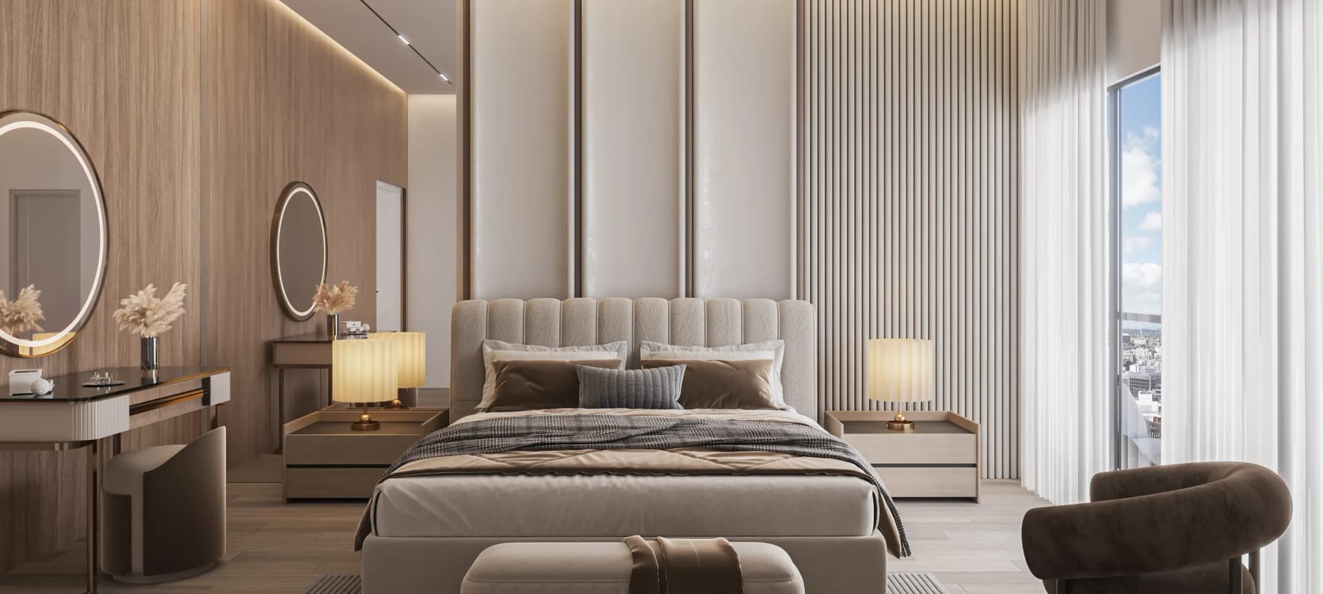 Studio apartment interior at Skyra Tower, Bahria Town Phase 8 — artist’s impression