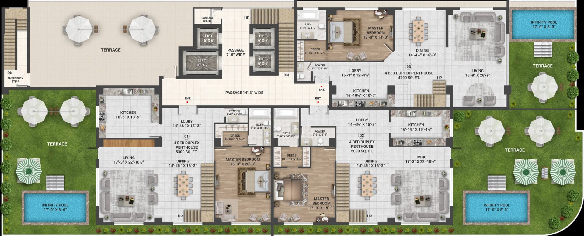 Skyra Tower Duplex Penthouses floor plate