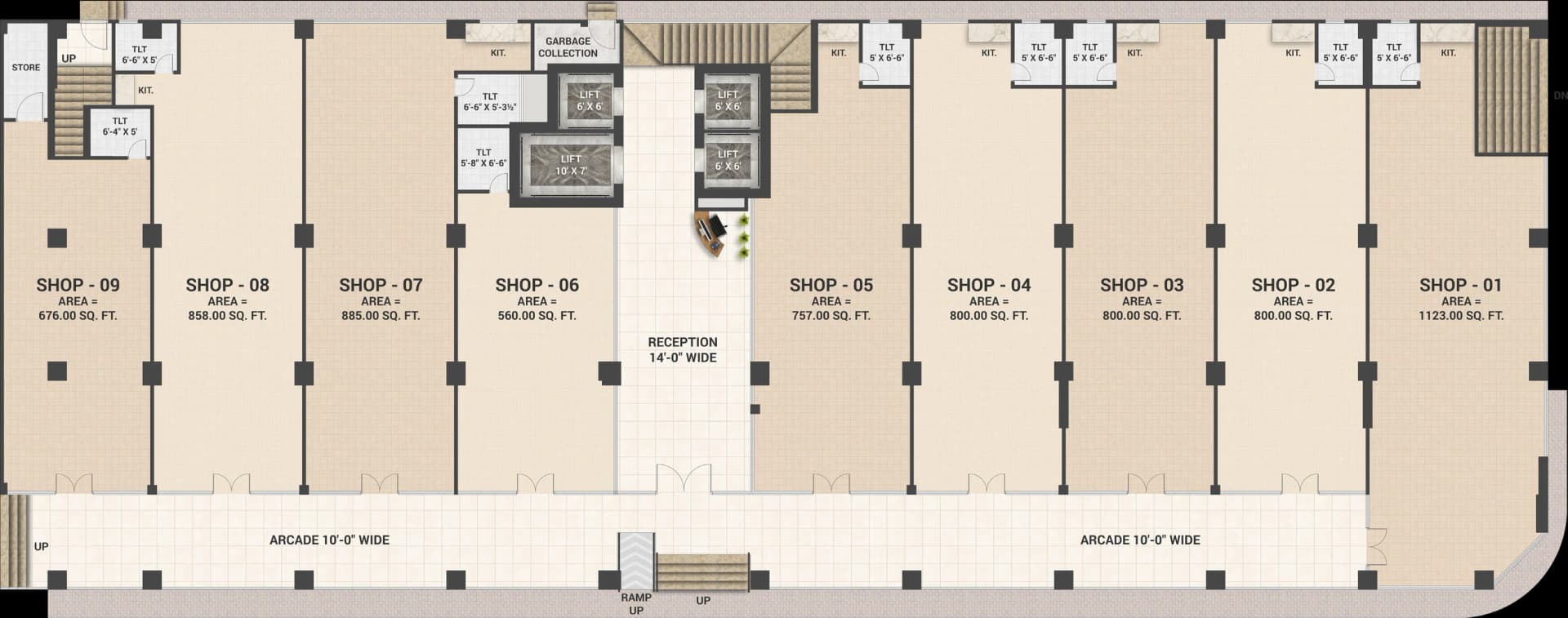 Skyra Tower Reception & Showrooms floor plate