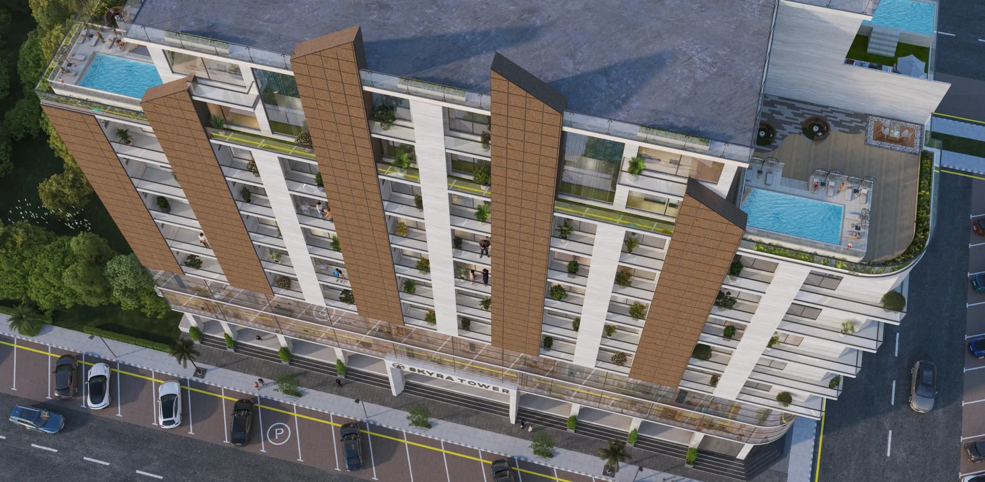 Skyra Tower from above, Bahria Town Phase 8 — artist’s impression